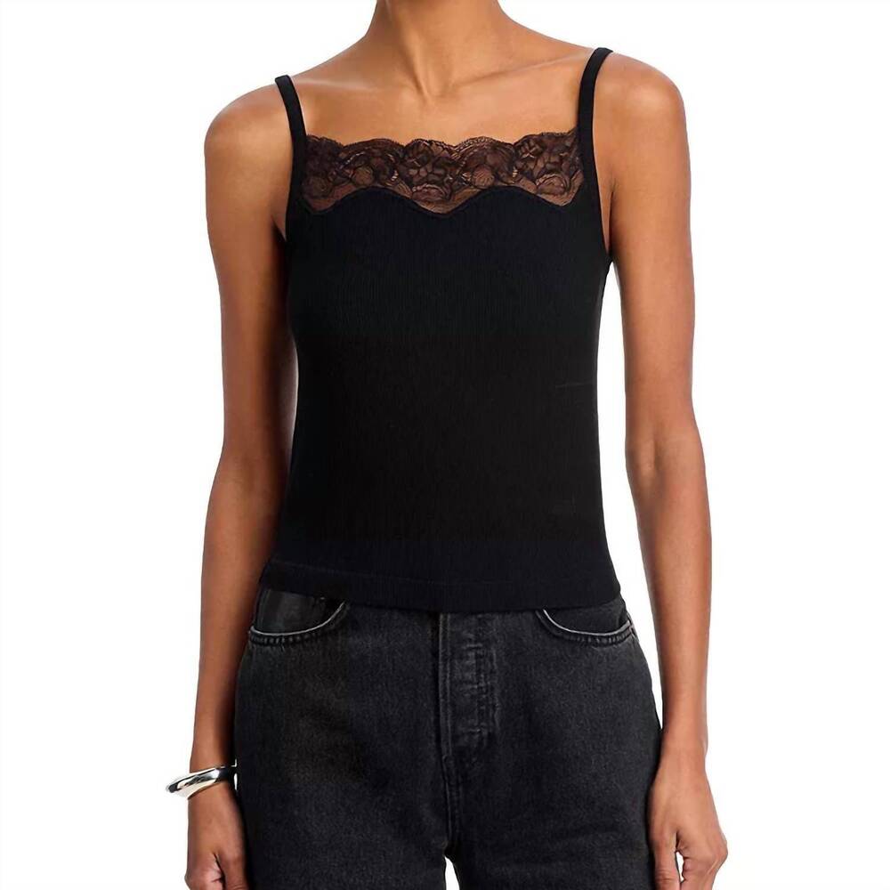 NEW RE/DONE lace ribbed camisole in black